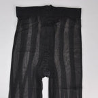 Bicolor Vertical Stripe Pantyhose | Sheer Mesh Tights | Black