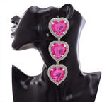 Heart Drop Earrings | Rhinestone Statement