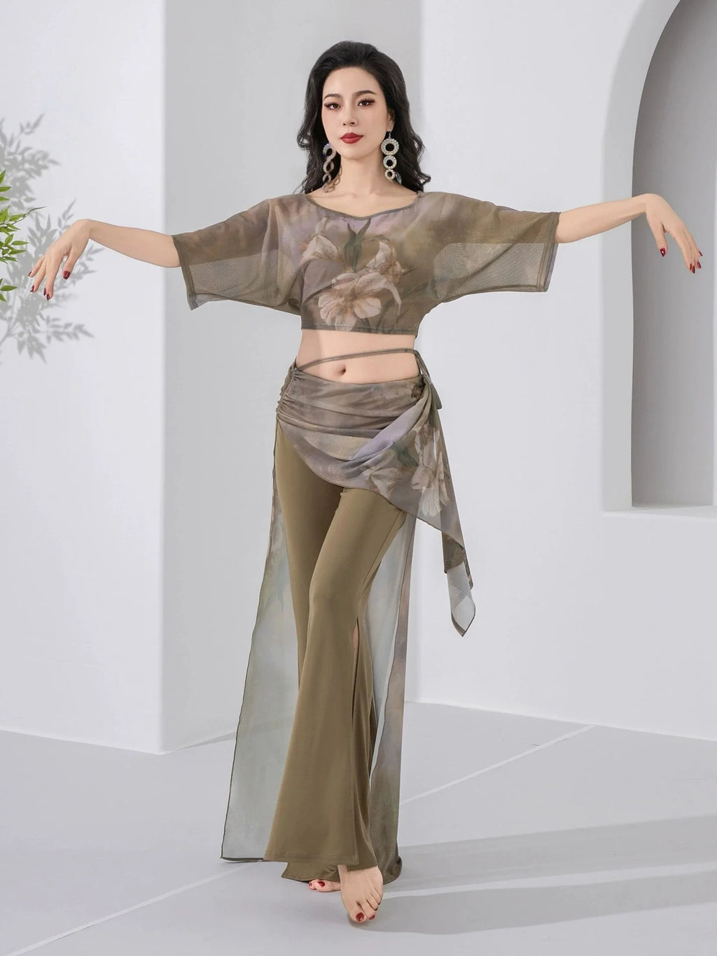 Belly Dance Practice Set | Batwing Top & Flare Pants