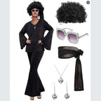 70s Disco Costume | Bell-Bottom Set & Afro Wig