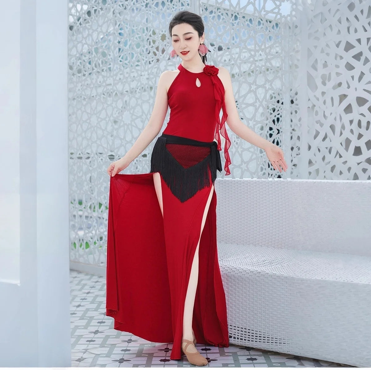 Belly Dance Modal Dress | Sleeveless Backless Maxi