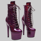 17CM Glitter Platform Ankle Boots - 7 Inch High Heel Pole Dance Boots