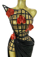 Cage Bodice Mesh Gown Set | Top, Skirt & Gloves | Stage