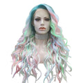 Green Pink Ombre Lace Front Wig | 26 Inch | Natural Wavy