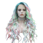 Green Pink Ombre Lace Front Wig | 26 Inch | Natural Wavy