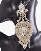 Rhinestone Drop Earrings | Crystal Statement | Clip-On