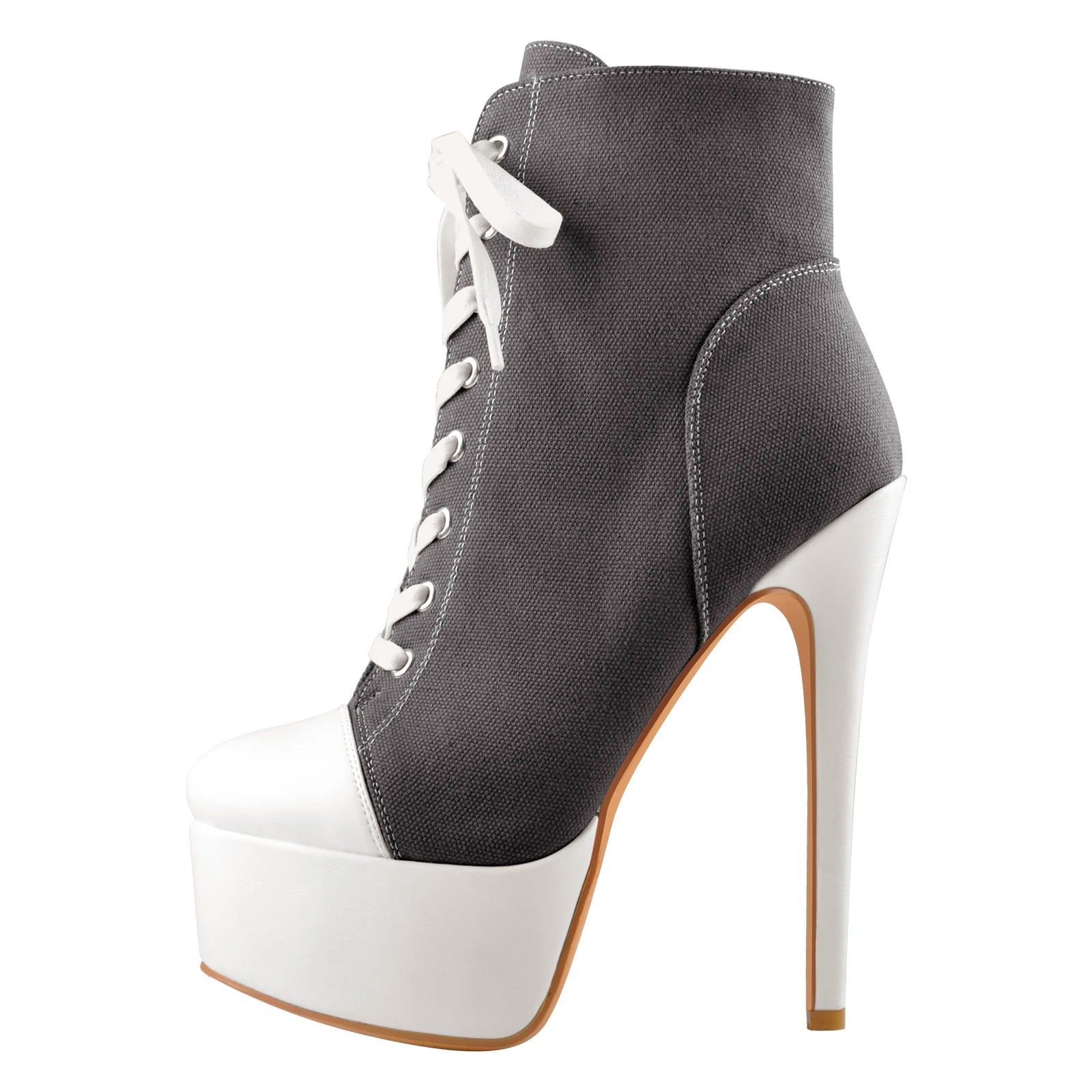 Platform Ankle Booties | Canvas Lace-Up | 16cm Heel