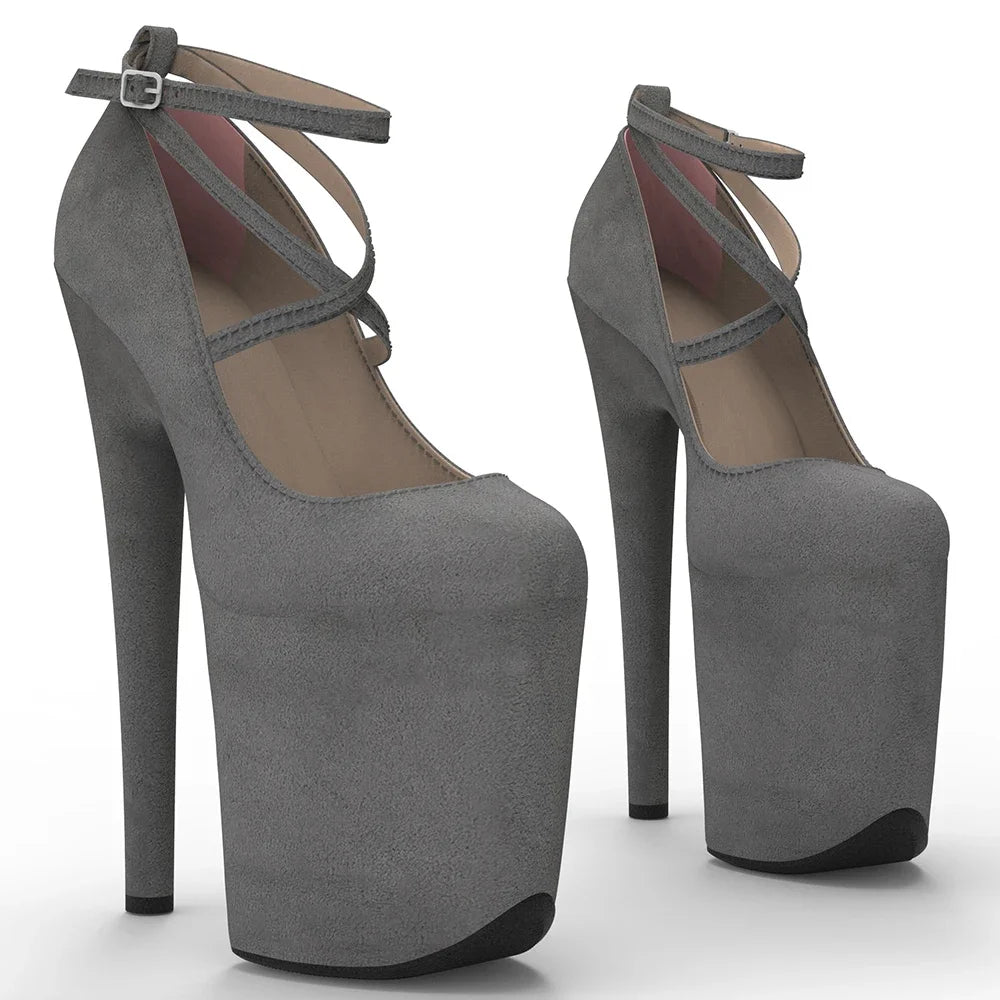 8-Inch Suede Platform Heels - Professional Pole Dance Shoes