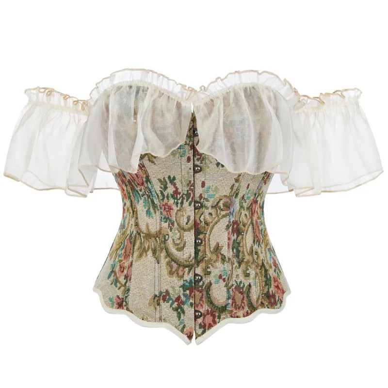 Overbust Corset | Ruffled Off-Shoulder | Victorian Gothic