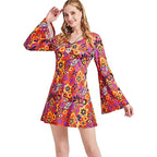 Hippie Mini Dress Set | Flare Sleeve | 60s 70s Retro