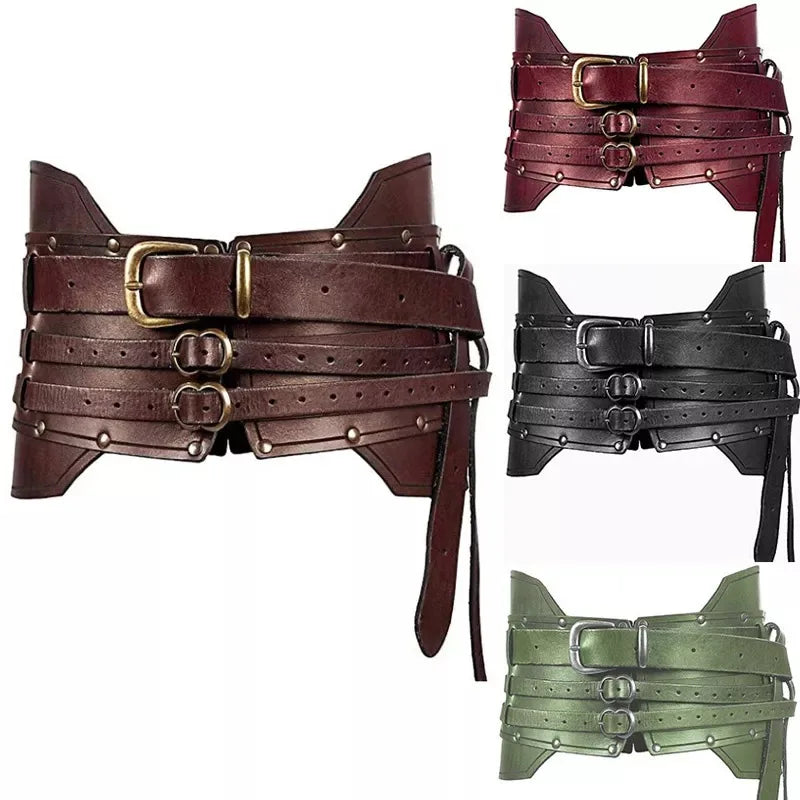 Costume Waist Belt | Triple-Buckle Armor Look