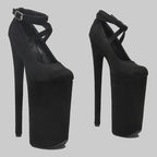 10-Inch Platform Pole Dance Heels - Suede Exotic Dancer Sandals