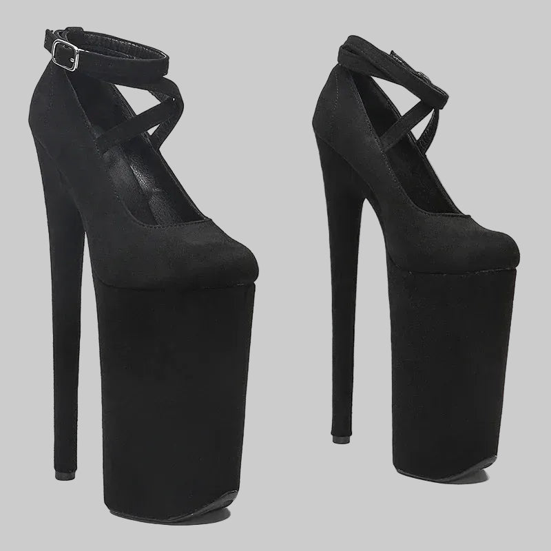 10-Inch Platform Pole Dance Heels - Suede Exotic Dancer Sandals