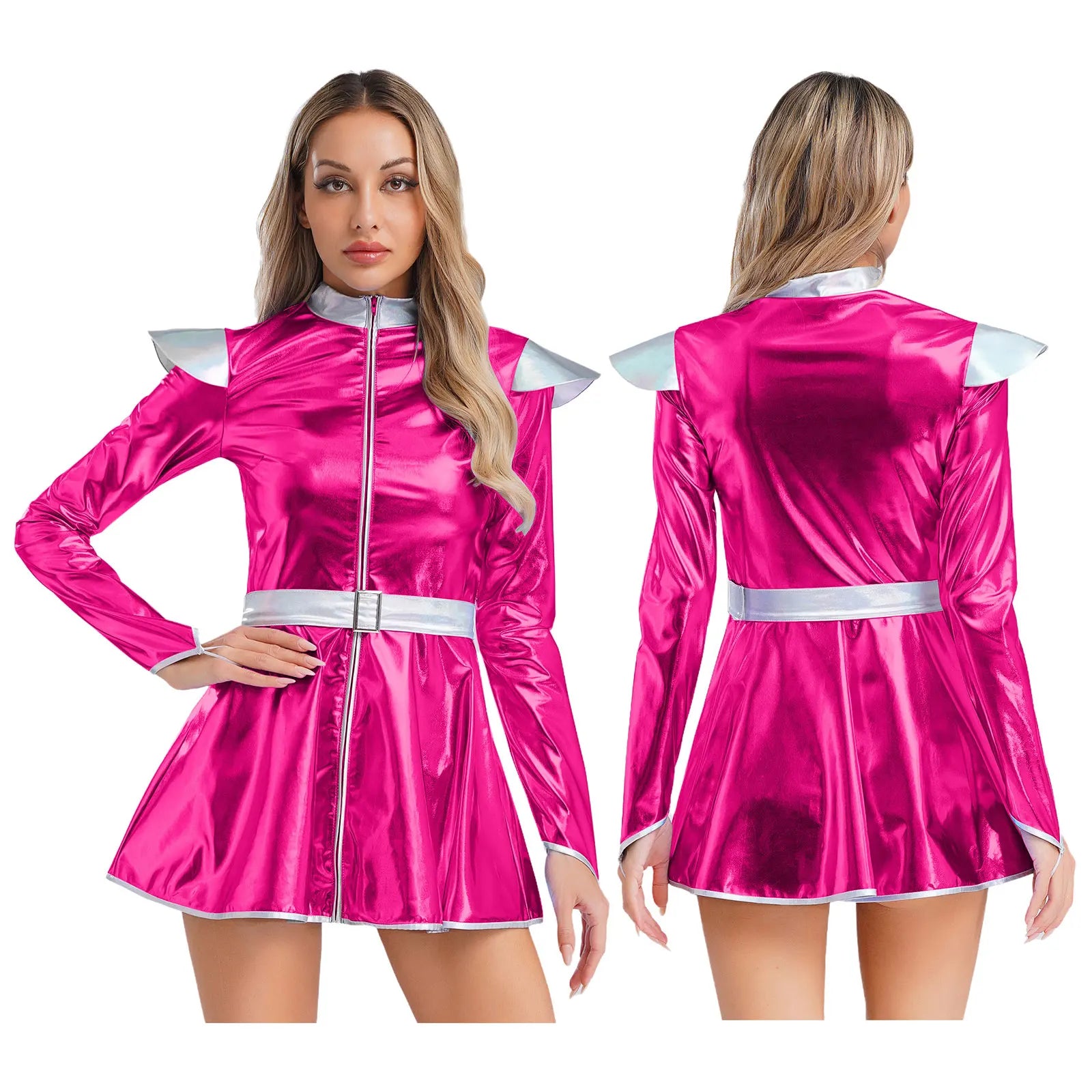 Metallic Space Alien Dress | Long Sleeve A-Line Costume