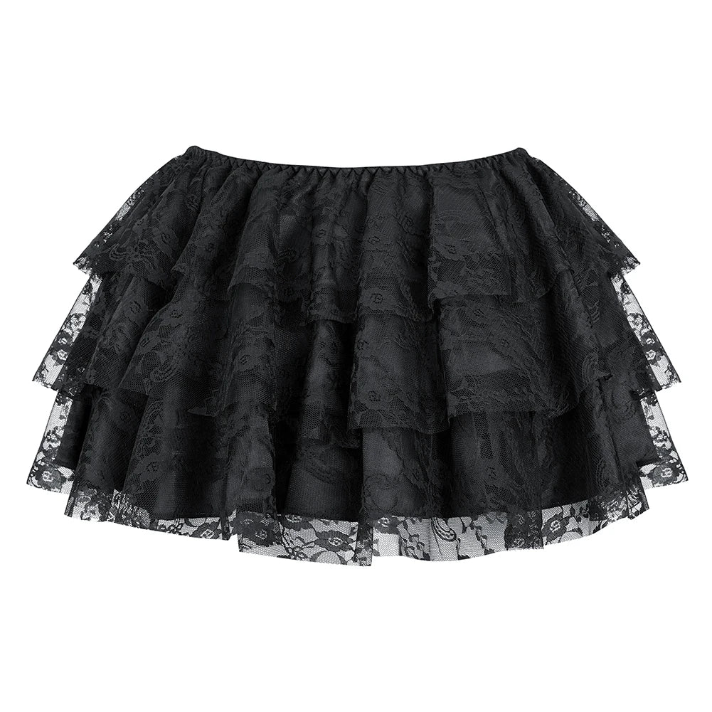 Lace Mini Skirt | Layered Ruffles