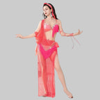 Egyptian Baladi Fishnet Dress - 5-Piece Belly Dance Costume Set