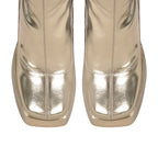 Platform Knee-High Boots | Square Toe Side Zip | 12cm Heel | Sizes US 5–15