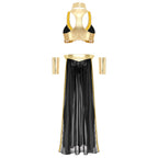 Egyptian Queen Costume | Belly Dance Crop Top & Slit Skirt
