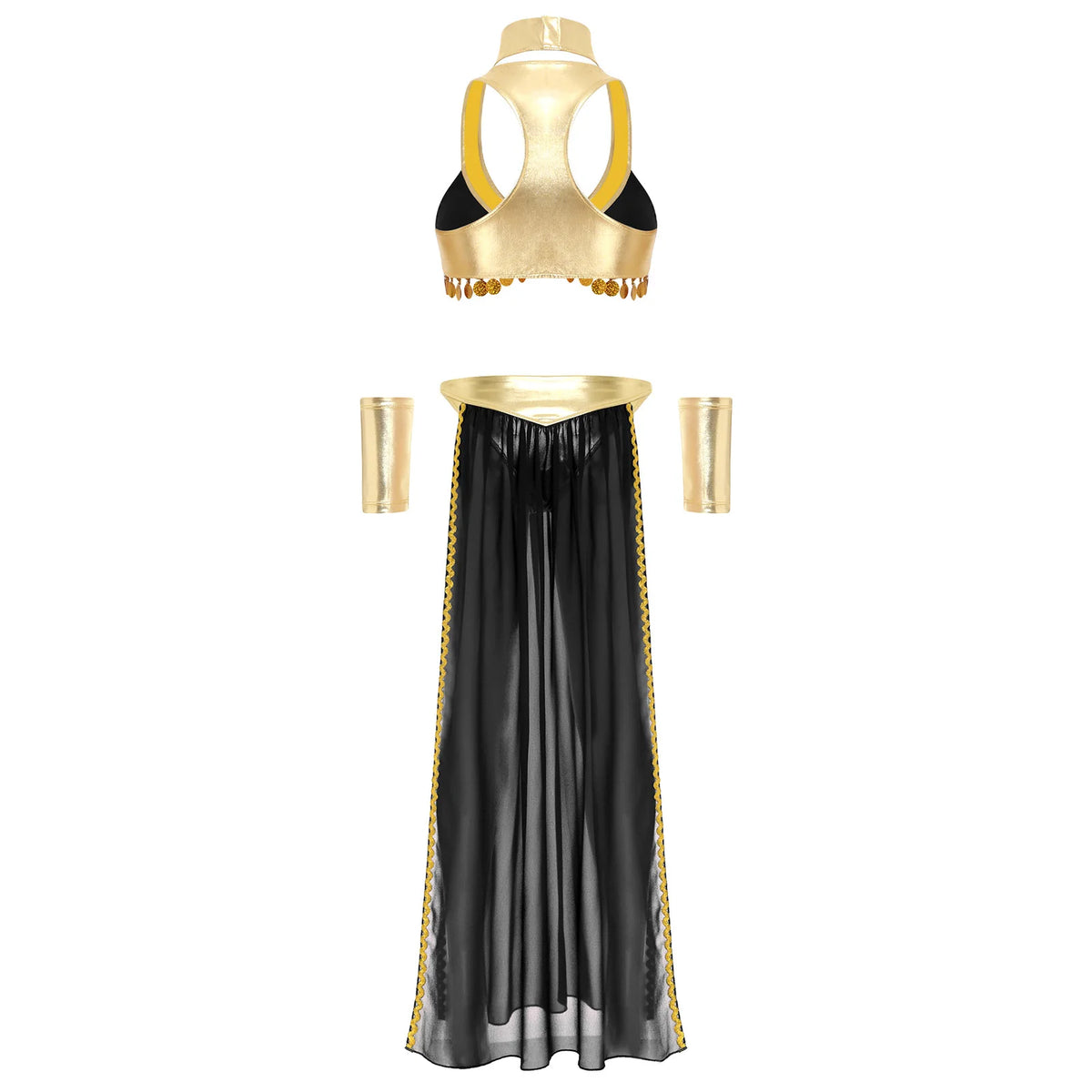 Egyptian Queen Costume | Belly Dance Crop Top & Slit Skirt