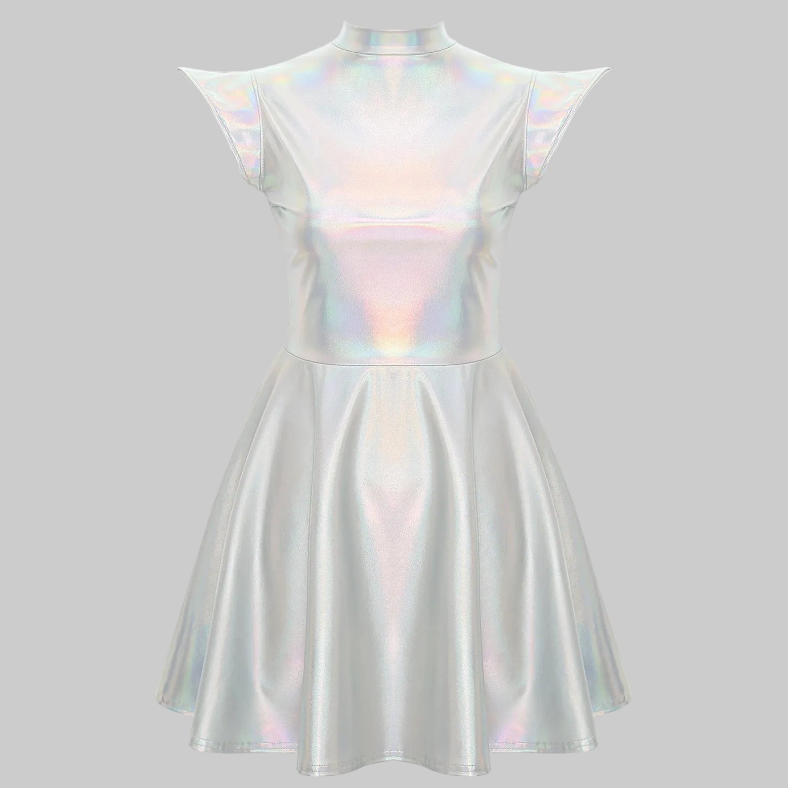 Holographic A-Line Performance Dress - Futuristic Stage Costume