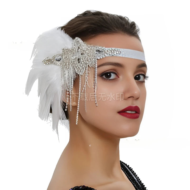 1920s Flapper Headband | Feather Detail