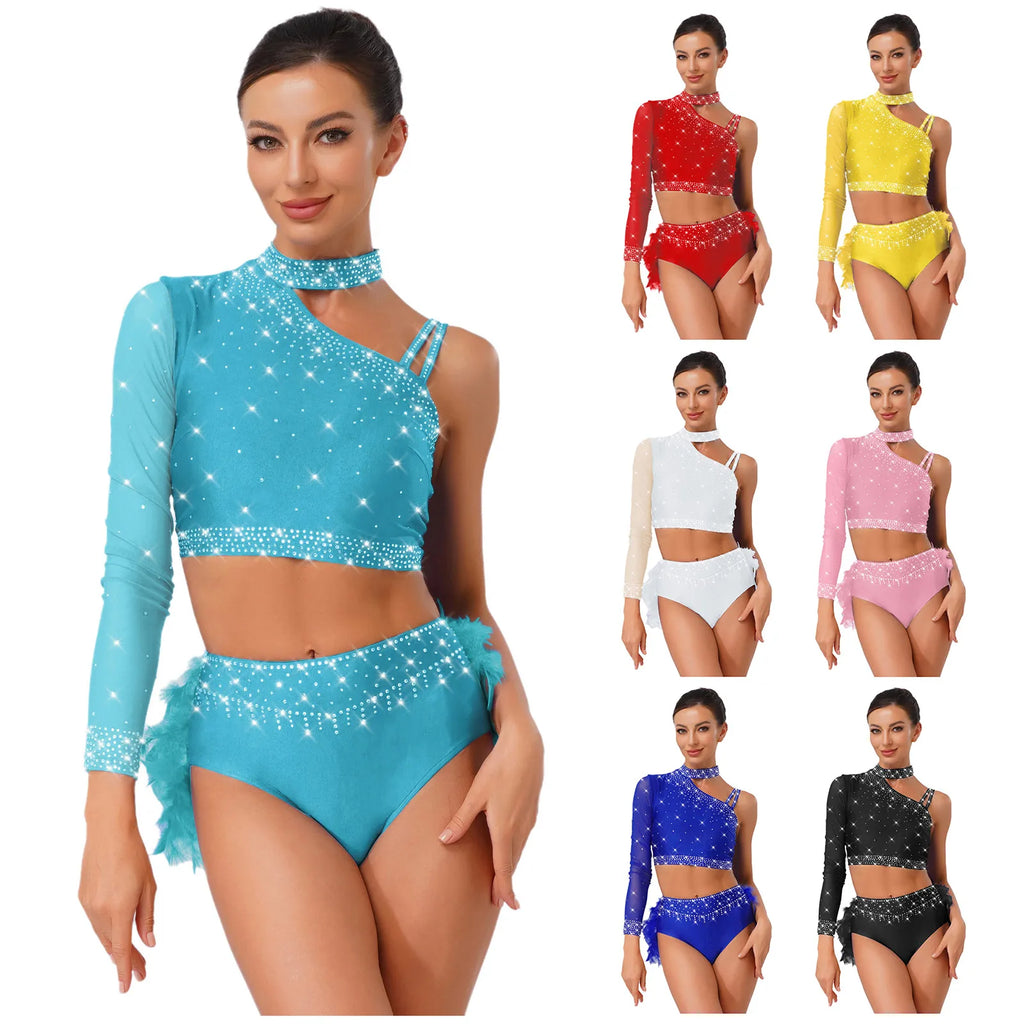 Latin Dance Set | Rhinestones & Faux Feathers