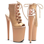Matte 9-Inch Open-Toe Platform Pole Dance Boots