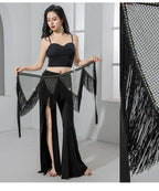 Belly Dance V-Shape Hip Scarf | Fringe & Fishing Net | 5 Colors
