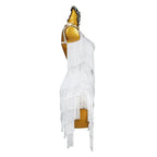 Crystal Tassel Latin Dance Dress with Accessories Set — White