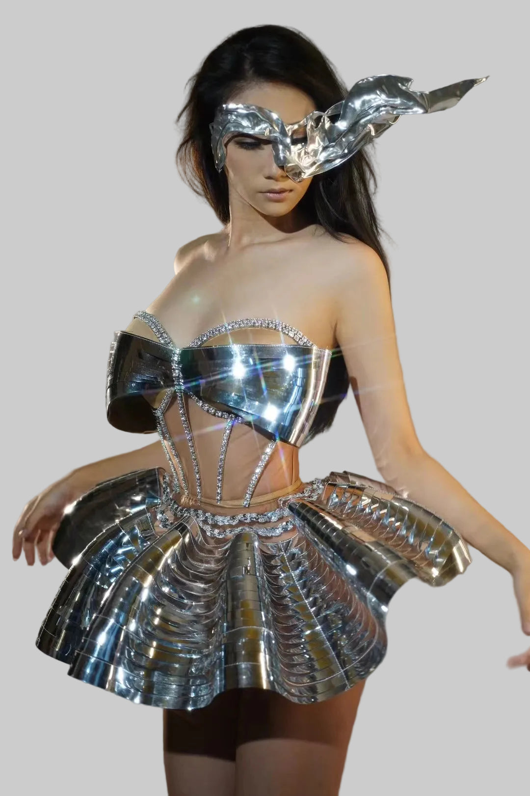 Shiny 2-Piece Rayon Skirt Set