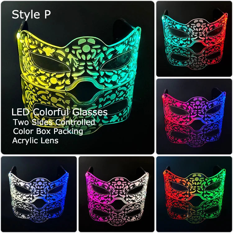 LED Acrylic Visor Glasses | 12-Mode Light-Up Rave Eyewear