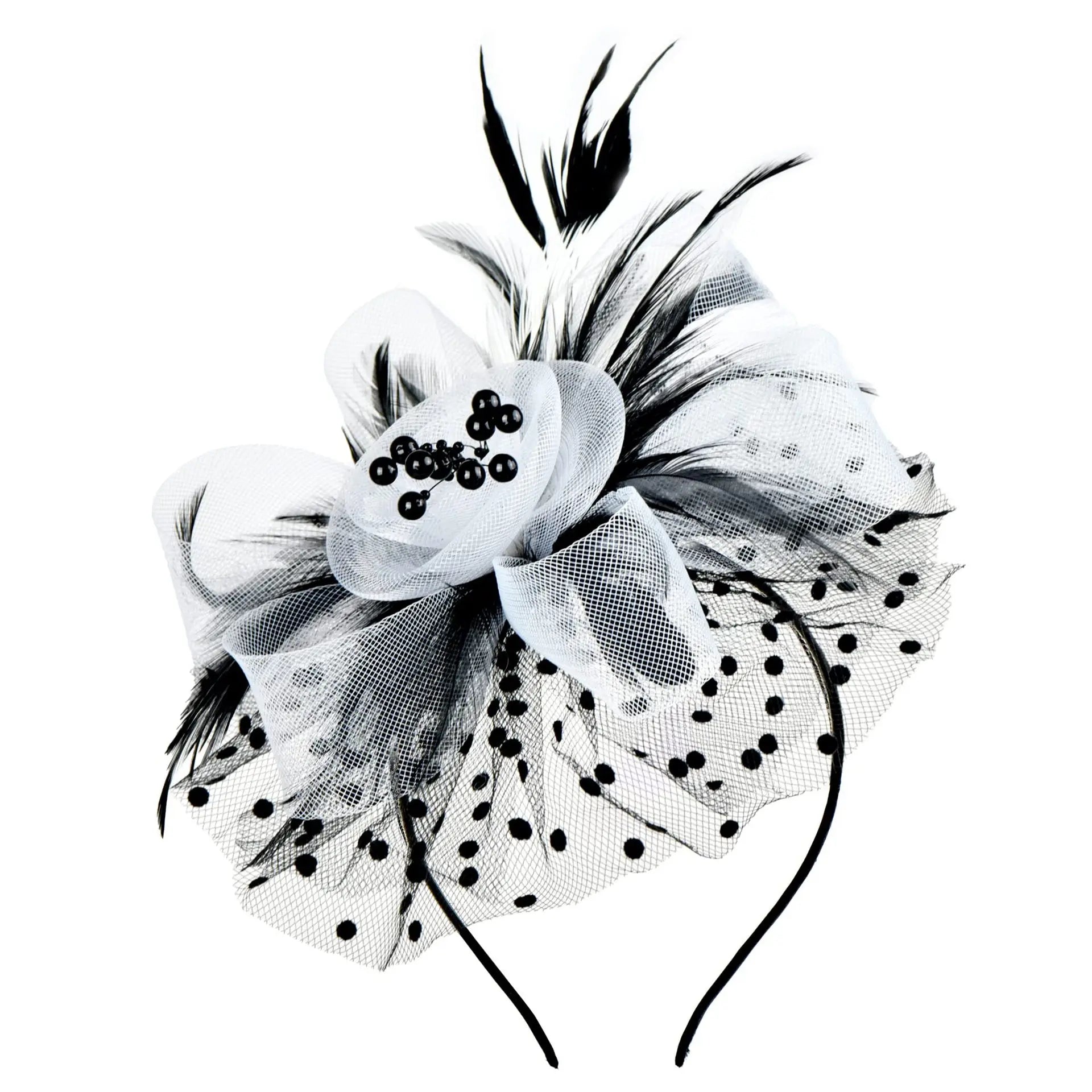 Feather Flower Fascinator Hat | Floral Mesh Headband | 36 Colors