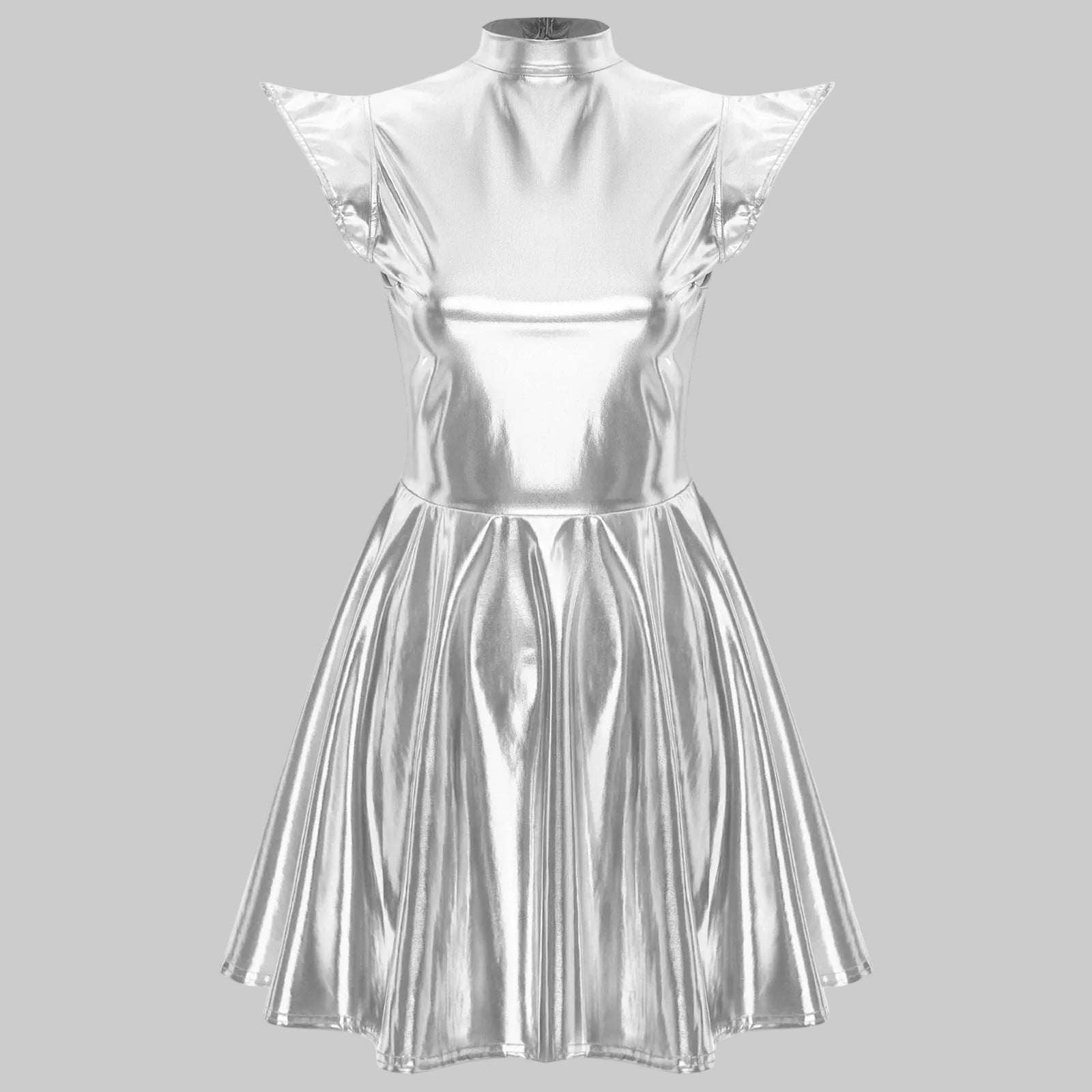 Holographic A-Line Performance Dress - Futuristic Stage Costume