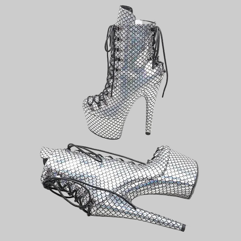17CM Platform Ankle Boots - 7 Inch High Heel Pole Dance Boots