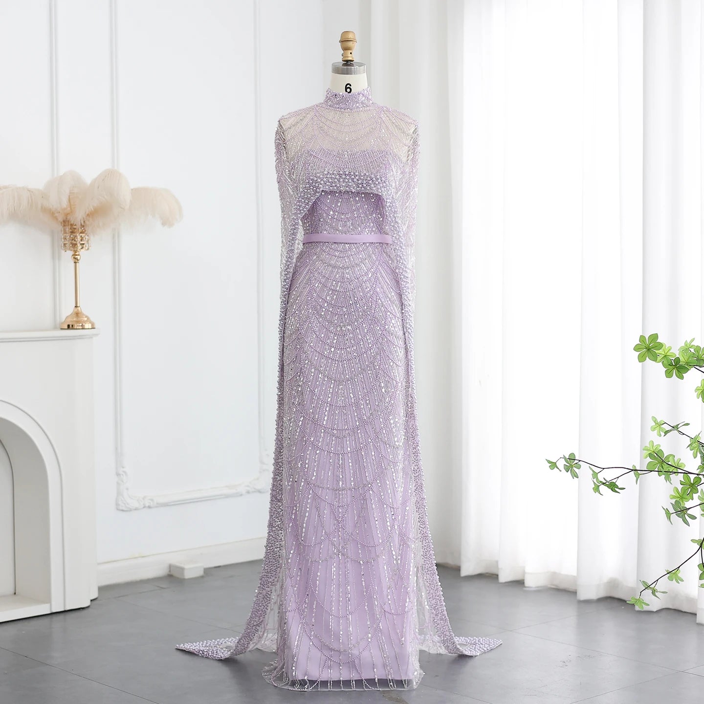 Pearl & Crystal Mermaid Gown | Cape Jacket | Strapless