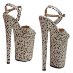 23cm Glitter Platform Sandals - Leopard Print Dance Heels