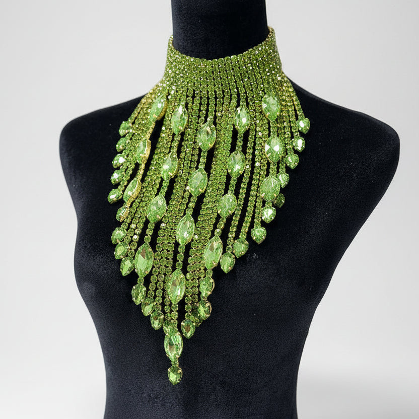 Crystal AB Tassel Necklace - Stunning Long Irregular Rhinestone Choker for Stage & Wedding