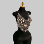 Dazzling Sequin Halter Top - Electra Chainmail Crop Top