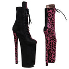 26cm Platform Boots - Leopard Print Lace-Up Dance Boots