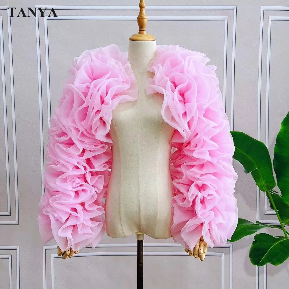 Ruffled Organza Bolero | Puff Sleeve Jacket | Pageant & Formal