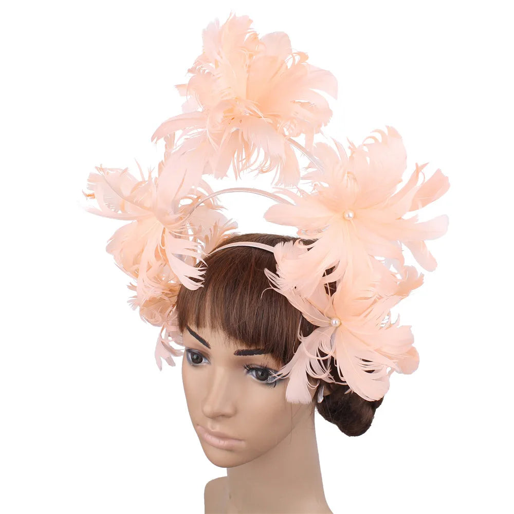 Feather Flower Headdress | Stage & Bridal Headpiece | 16 Colors