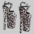 Leopard Print Platform Heels - 9-Inch Suede Sandals for Pole Dance & Performance