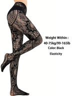 Jacquard Lace Fishnet Tights | Gothic Pantyhose | One Size