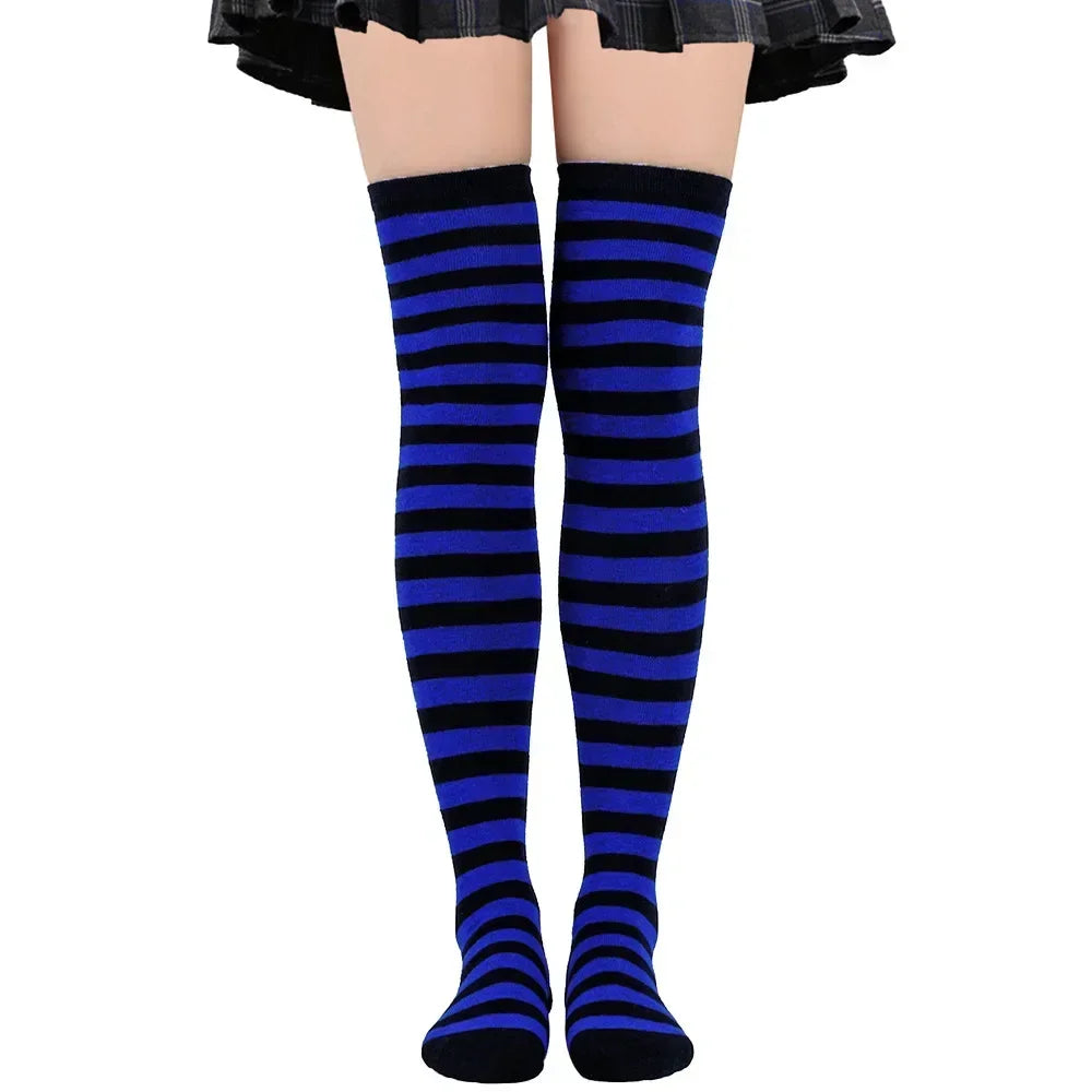 Striped & Polka Dot Thigh-High Stockings | Over-Knee | 27 Colors