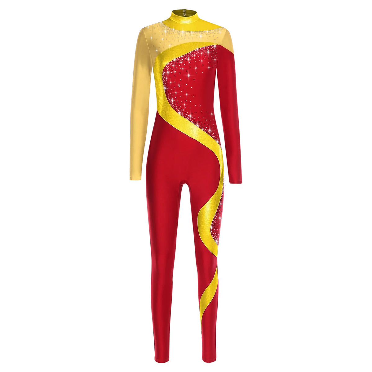 Dance Unitard | Metallic Contrast & Rhinestones