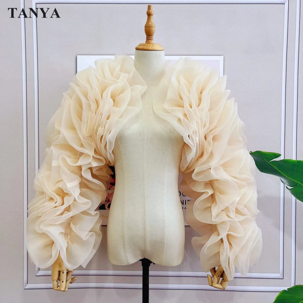 Ruffled Organza Bolero | Puff Sleeve Jacket | Pageant & Formal