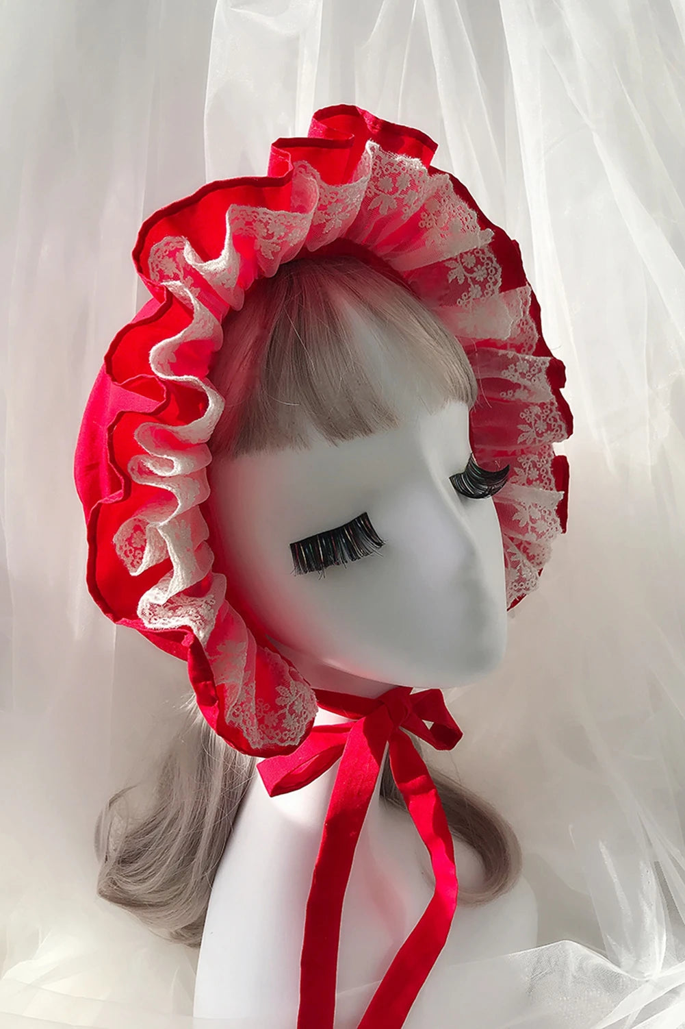 Lolita Ruffle Bonnet | Cotton & Lace | Adjustable