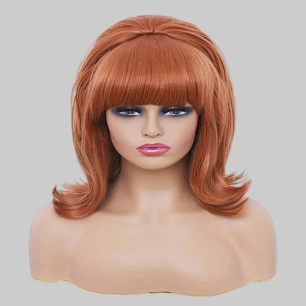 Retro Glam Pink Updo Wig - 60s Beehive & 70s Pinup Synthetic Wig (12 Inches)