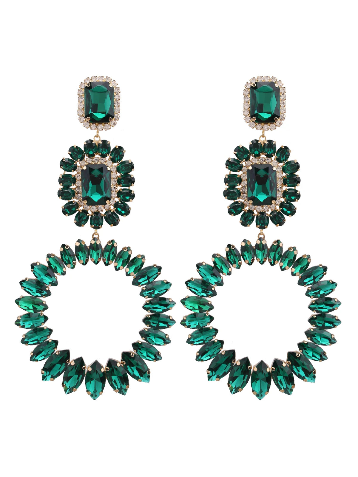 Rhinestone Water Drop Earrings | Clip or Pin