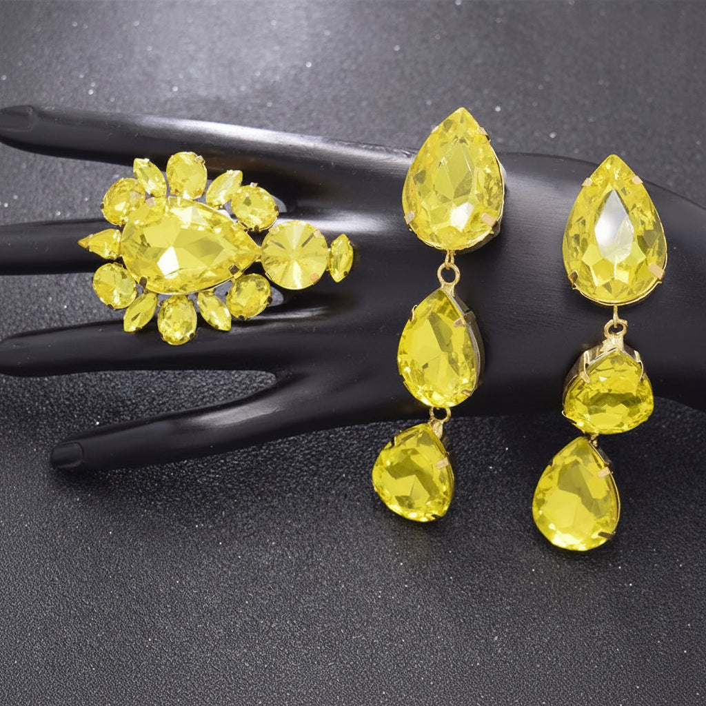 Crystal Water Drop Earring & Ring Set | Stage Jewelry